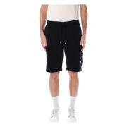 Diagonal Fleece Logo Shorts C.p. Company , Black , Heren