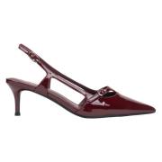 Bourgondisch leren slingback lage hak pumps voor dames Estro , Red , D...