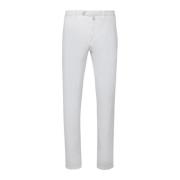 Witte Katoen Zijde Slim Fit Broek Kiton , White , Heren