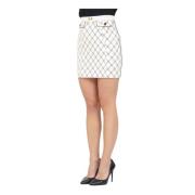 Elegante witte diamantprint rok Elisabetta Franchi , White , Dames