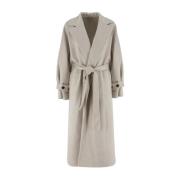 Elegante Geriemde Wollen Jas Brunello Cucinelli , White , Dames