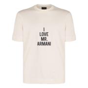 Katoenen T-shirt met Geribbelde Halslijn Emporio Armani , White , Here...