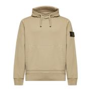 Beige hoodie met badge en kangoeroezak Stone Island , Beige , Heren