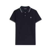 Monogram Polo Shirt met geborduurd logo Roberto Cavalli , Blue , Heren