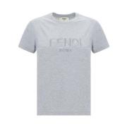 Monochrome Monogram Katoenen T-shirt Fendi , Gray , Dames