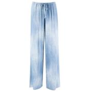 Vintage Jeans Print Viscose Broek Ermanno Scervino , Blue , Dames