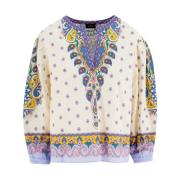 Katoenen Paisley Print V-Hals Blouse Etro , Multicolor , Dames