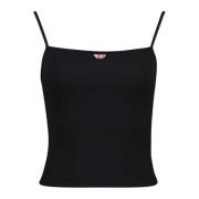 Geribbelde Stretch Tanktop Diesel , Black , Dames