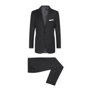 Pinstripe Wollen Pak Kiton , Gray , Heren