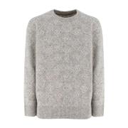 Elegante Crew-Neck Trui met Patroon Brunello Cucinelli , Gray , Heren