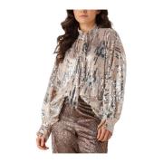 Glitter Blouse voor Glamoureuze Avonden Amaya Amsterdam , Gray , Dames