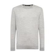 Lichtgrijze Wol Ronde Hals Pullover Kiton , Gray , Heren