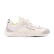 Gebreide en leren sneakers Pinko , White , Dames