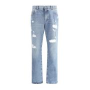 Vintage Straight Fit Katoenen Jeans Dolce & Gabbana , Blue , Heren