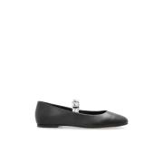 Leren balletflats Casadei , Black , Dames