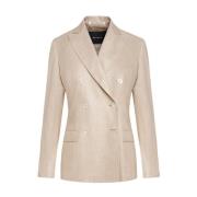 Bamboe Dubbelbreasted Jas Kiton , Beige , Dames