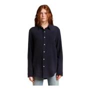 Navy Gauze Boyfriend Shirt Denimist , Blue , Dames