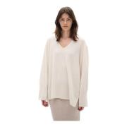 V-hals Gebreide Trui Vanille Melange InWear , Beige , Dames