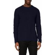 Rondgebreide Pullover met Ronde Hals Replay , Blue , Heren