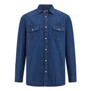 Katoenen Denim Overshirt Boggi Milano , Blue , Heren