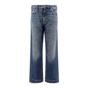 Wijde Pijp Jeans met Ritssluiting Valentino , Blue , Heren