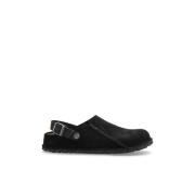 Slides Lutry Premium Suede Birkenstock , Black , Heren