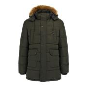 Faux Fur Hooded Puffer Jacket Guess , Green , Heren