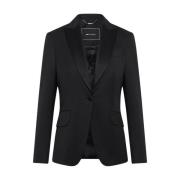 Zijden Revers Wol Tuxedo Jas Kiton , Black , Dames