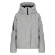 Grijze Wollen Blend Donsjas Capuchon Canada Goose , Gray , Dames