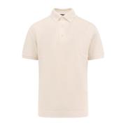 Katoen Zijde Polo Shirt Korte Mouw Ermenegildo Zegna , White , Heren