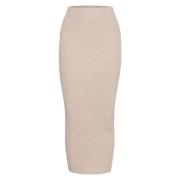 Rib Gebreide Midi Rok InWear , Beige , Dames