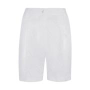 Witte linnen bermuda shorts met broderie anglaise Kiton , White , Dame...