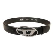 Zwarte Leren Riem Stijlvol Accessoire Diesel , Black , Heren