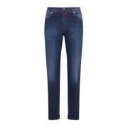 Blauwe Katoenen Slim-Fit Jeans Kiton , Blue , Heren