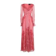 Zijden Roze Paarse Jurk Elegant Etro , Red , Dames