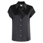 Blouse met gerimpelde mouw Vince , Black , Dames