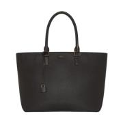 Elegante Leren Tote Tas Kiton , Black , Dames