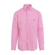 Roze & Paarse Linnen Overhemd Etro , Pink , Heren