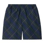 Blauwe Equestrian Knight Design Shorts Burberry , Blue , Heren