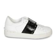 Witte Sneakers met Zwarte Patentdetails Valentino , White , Dames