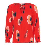 Geplooide blouse met bloemenprint Part Two , Red , Dames