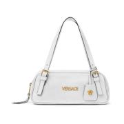 Witte Lamsvacht Handtas met Gouden Accenten Versace , White , Dames