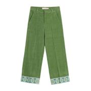 Groene fluwelen broek met geborduurde details Valentino , Green , Here...