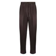 Zijden bruine broek met piping Dolce & Gabbana , Brown , Heren