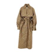 Gouden Oversize Jacquard Trenchcoat Max Mara , Yellow , Dames