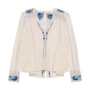 Blauwe Geborduurde Korenbloem Top Bode , White , Dames