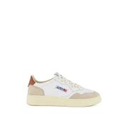 Vintage Leren Sneaker met Suède Inzetstukken Autry , Beige , Dames