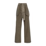 Olijfgroene Utility Broek met Riem R13 , Green , Dames