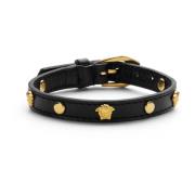 Zwart Medusa Studs Leren Riem Versace , Black , Heren