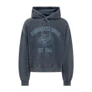 Blauwe hoodie met vintage gewassen design Dsquared2 , Blue , Heren